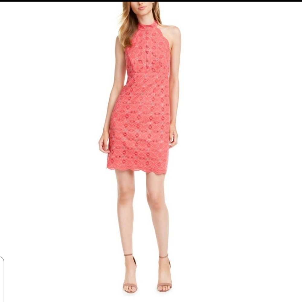 Trina Turk Lace Halter Sleeveless Sheath Dress